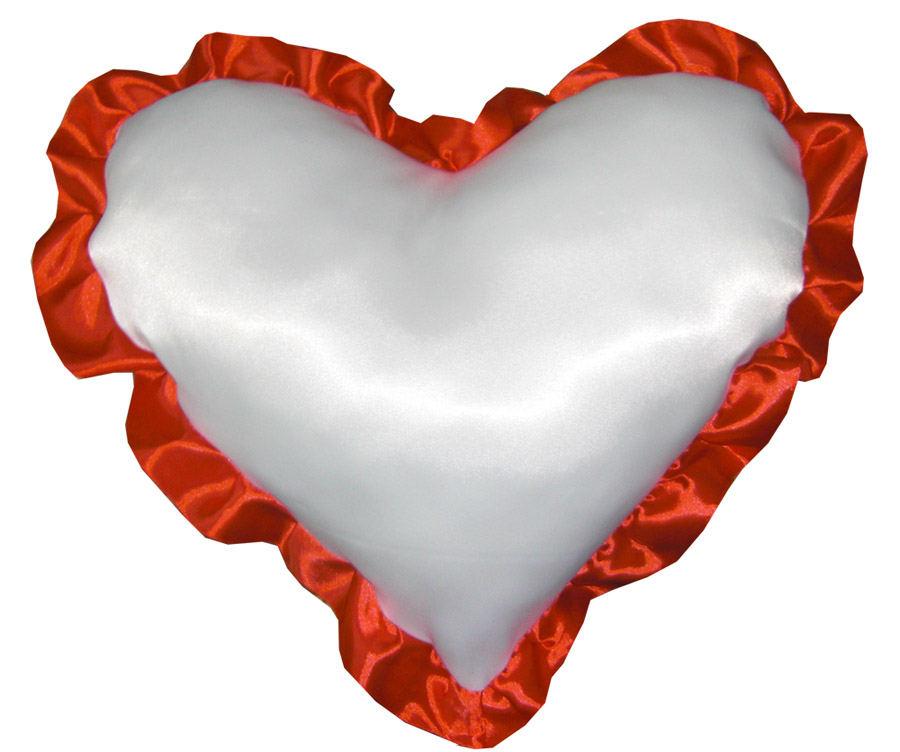 картинка Подушка сердце 47x40 белая/красная с красной лентой от Копицентра Прайм