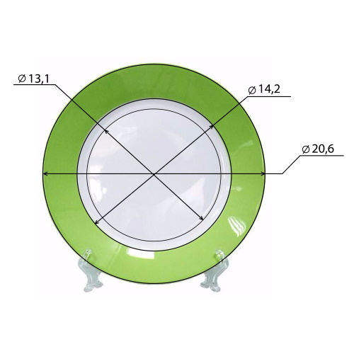 картинка Тарелка белая, каемка со светло-зеленой заливкой, 20 см от Копицентра Прайм