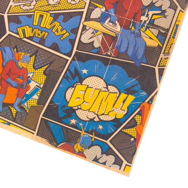 картинка Бумага упаковочная крафтовая "Комиксы" 50х70см от Копицентра Прайм